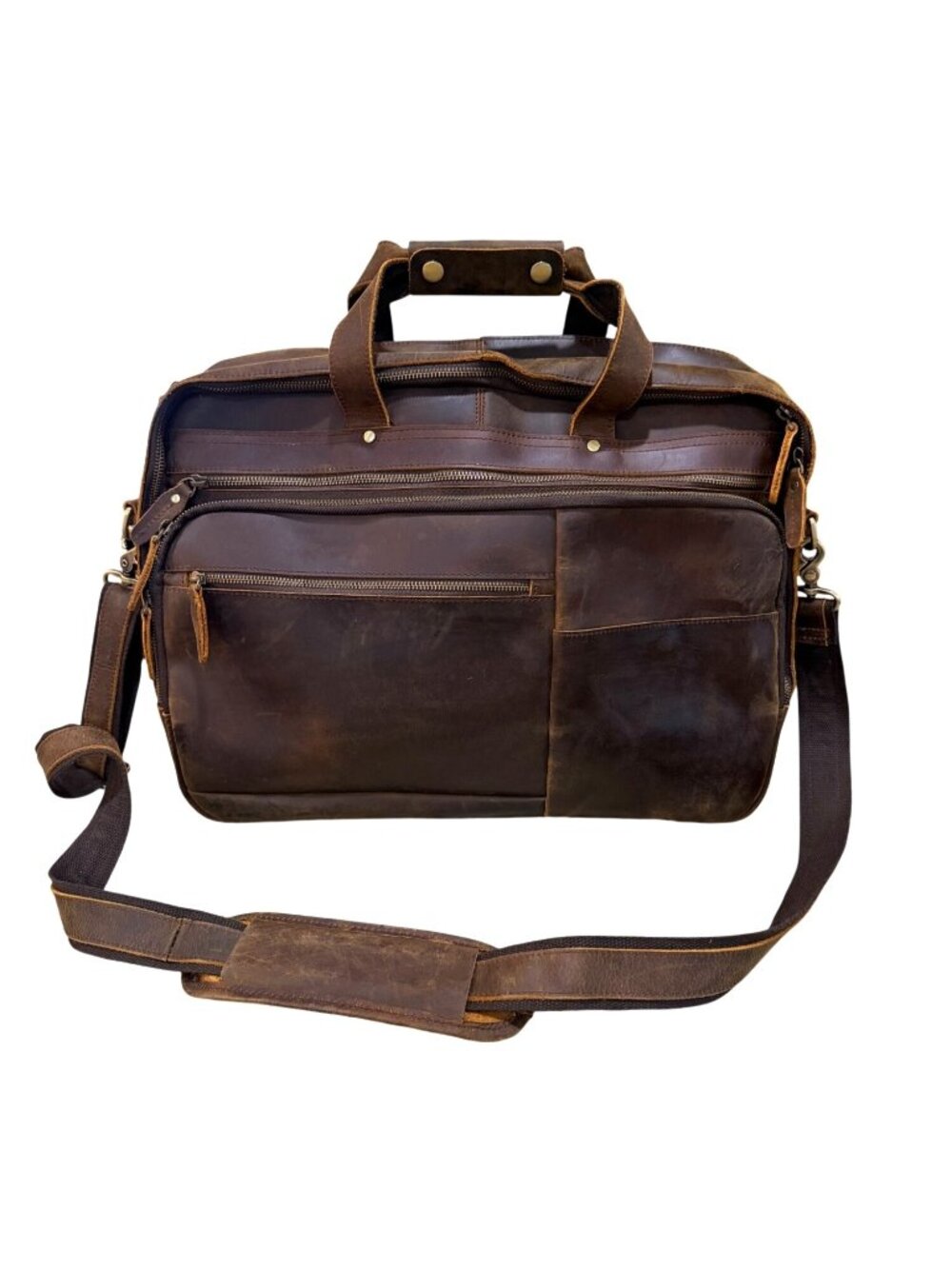 Large Leather Business Briefcase Full Grain Leather Laptop Case Messenger Bag